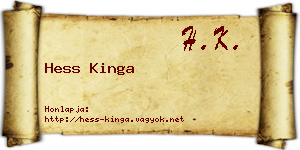 Hess Kinga névjegykártya